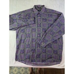 Van Heusen 417 Men's Large Multicolored Pattern Long Sleeve Button‎ Up Shirt